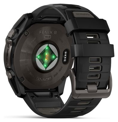 Montre GPS Garmin Fénix 8 Solar - 51 mm Sapphire Titane Carbon Gray DLC avec Bracelet en Silicone Noir Gris