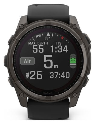 Montre GPS Garmin Fénix 8 Solar - 51 mm Sapphire Titane Carbon Gray DLC avec Bracelet en Silicone Noir Gris