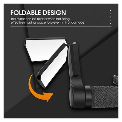 2 rétroviseurs de vélo pliable de guidon rotatif à 360 degrés