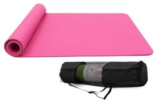 Tapis de Sol Pilates Antidérapant avec Sac Tapis et Sangle Transport Tapis de Fitness Gymnastique pour Yoga 183* 61* 0 6 cm - Rose