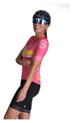 Maillot cycliste rose/multicolore pour femme manches courtes 8andCounting