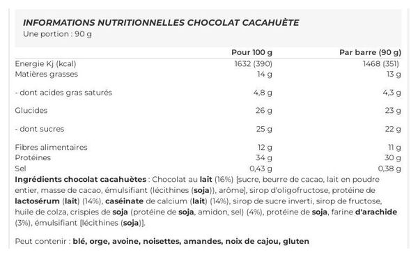 Boîte Protein Plus Bar 33% (10x90g) - Powerbar - Chocolat Cacahuète -  Barres Protéinées