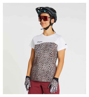 Maillot Manches Courtes Femme Dharco Leopard Blanc/Marron