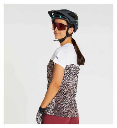 Maillot Manches Courtes Femme Dharco Leopard Blanc/Marron