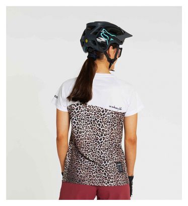 Maillot Manches Courtes Femme Dharco Leopard Blanc/Marron