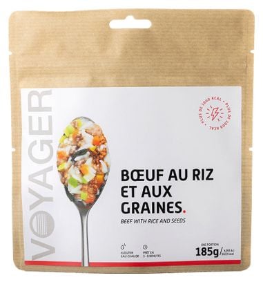 Gefriergetrocknete Mahlzeit Voyager Rindfleisch mit Reis und Körnern 185g