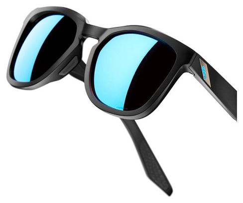 Paar 100% Hudson Mat Zwart / HiPER Blauw Multilayer Spiegelbrillen