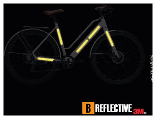 B REFLECTIVE 3M® LINES  Kit de Bandes Réfléchissantes  Multi Support : Vélo  Scooter  Gyroroue et autres EDPM  3M Technology™  1x15cm  Jaune