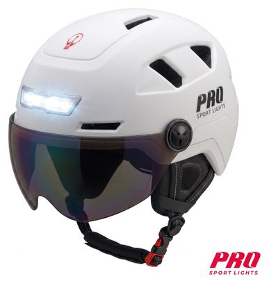 Casco de bicicleta Speed Pedelec blanco con viseras e iluminación LED