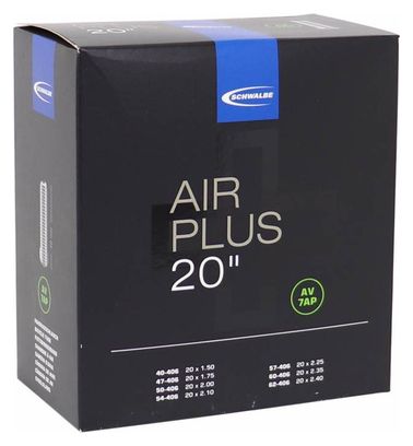 Camera d&#39;aria Schwalbe Air Plus 20 &#39;&#39; AV7 con valvola Shrader 40mm