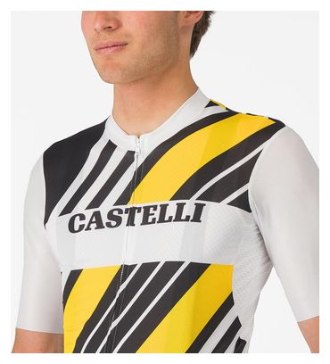 Maglia a maniche corte Heritage Castelli Uomo Nero Bianco Giallo
