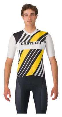 Maglia a maniche corte Heritage Castelli Uomo Nero Bianco Giallo