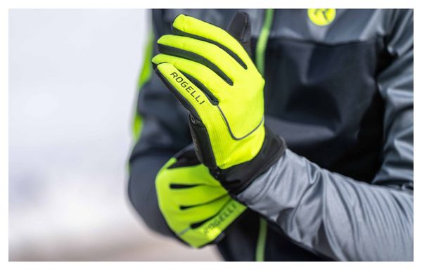 Gants Velo Long De Hiver Rogelli Essential - Homme - Fluor