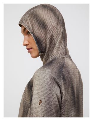Peak Performance Freelight AOP Polartec Alpha-fleece met capuchon, beige/grijs, dames