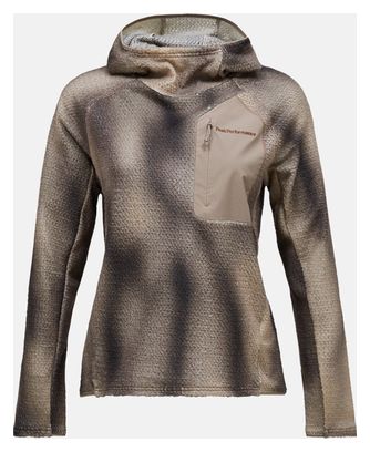 Peak Performance Freelight AOP Polartec Alpha-fleece met capuchon, beige/grijs, dames