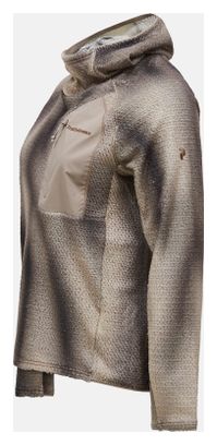 Peak Performance Freelight AOP Polartec Alpha-fleece met capuchon, beige/grijs, dames