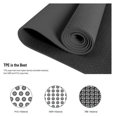 Tapis de Yoga Tapis de Sport Tapis Fitness avec Un Sangle 183 x 61 x 0 6 cm Noir