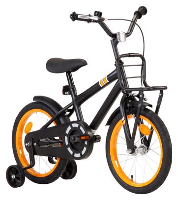 vidaXL Vélo d'enfant avec porte-bagages avant 16 pouces Noir et orange