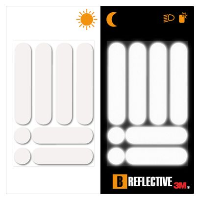 B REFLECTIVE 3M® E-RIDE STANDARD™  Kit de stickers réfléchissants colorés pour 2 Trottinettes  Gyroroues et autres EDPM  3M Technology™  blanc