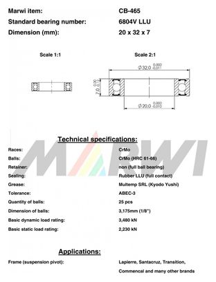 ROULEMENT MAX 6804V LLU 20x32x7 CB465 CB-465.