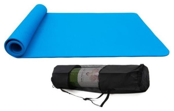 Tapis de Sol Pilates Antidérapant avec Sac Tapis et Sangle Transport Tapis de Fitness Gymnastique pour Yoga 183* 61* 0 6 cm - Bleu