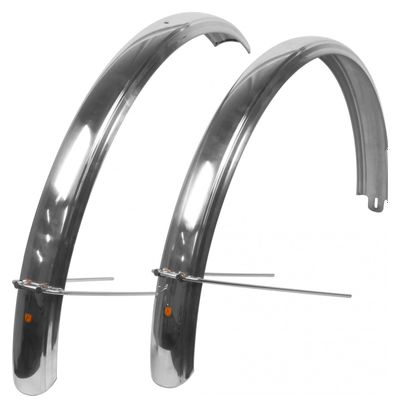 Pair of VéloOrange Mudguards Fluted Fenders 63 mm 700c Silver