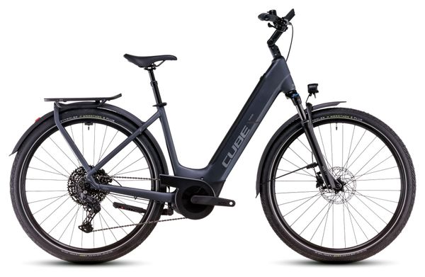 VTC Électrique Cube Touring Hybrid Pro 625 Easy Entry Shimano Cues 11V 625 Wh 700 mm Gris Metallic 2025