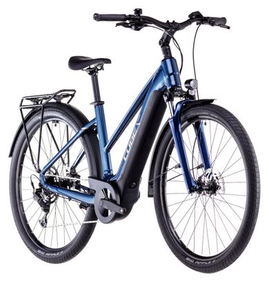 VTC Électrique Cube Touring Hybrid One 625 Trapeze Shimano Cues 9V 625 Wh 700 mm Bleu Deep Sea 2025
