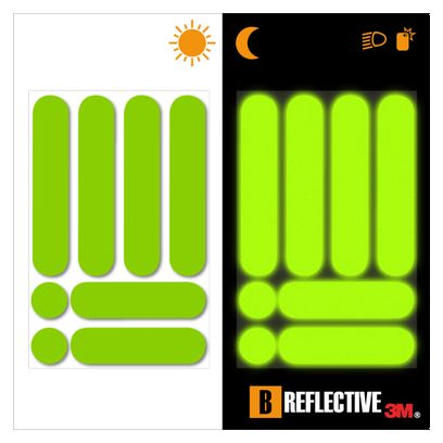 B REFLECTIVE 3M® E-RIDE STANDARD™  Kit de stickers réfléchissants colorés pour 2 Trottinettes  Gyroroues et autres EDPM  3M Technology™  vert