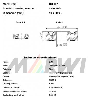 LAGER 6200 2RS 10x30x9 CB067 CB-067.