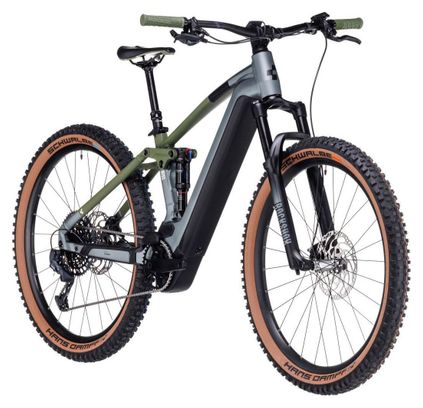 VTT Électrique Tout-Suspendu Cube Stereo Hybrid 120 TM 750 Sram GX Eagle 12V 750 Wh 29'' Gris Flash Vert Olive