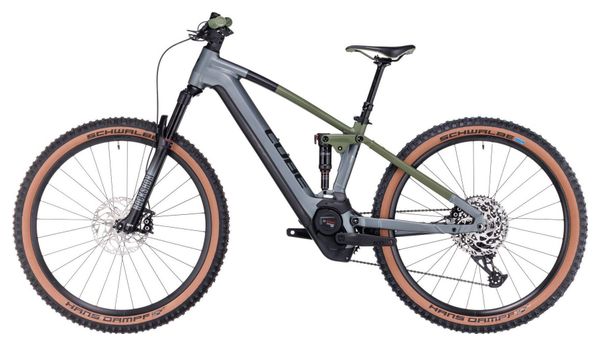 VTT Électrique Tout-Suspendu Cube Stereo Hybrid 120 TM 750 Sram GX Eagle 12V 750 Wh 29'' Gris Flash Vert Olive