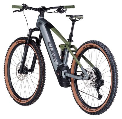 VTT Électrique Tout-Suspendu Cube Stereo Hybrid 120 TM 750 Sram GX Eagle 12V 750 Wh 29'' Gris Flash Vert Olive
