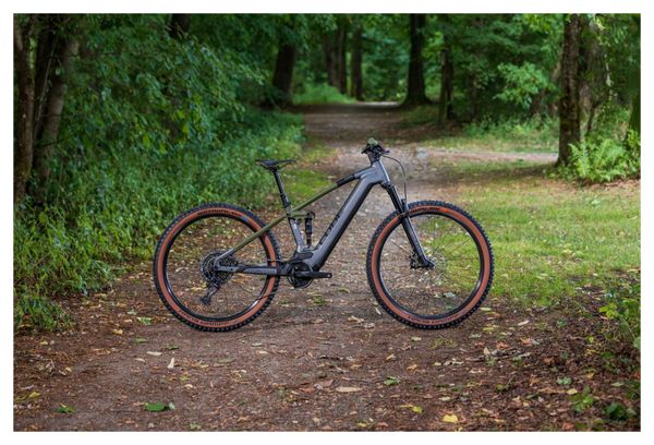 VTT Électrique Tout-Suspendu Cube Stereo Hybrid 120 TM 750 Sram GX Eagle 12V 750 Wh 29'' Gris Flash Vert Olive