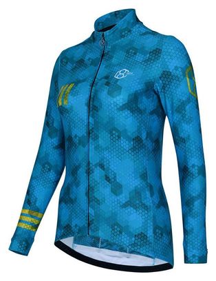 Maillot de cyclisme ouatiné manches longues pour femmes bleu 8andCounting