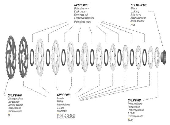Cassette Miche Primato K12 CA (Campagnolo) 12V Argent Noir