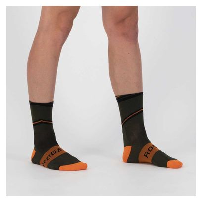 Chaussettes Velo Rogelli Buzz - Homme - Vert militaire/Orange