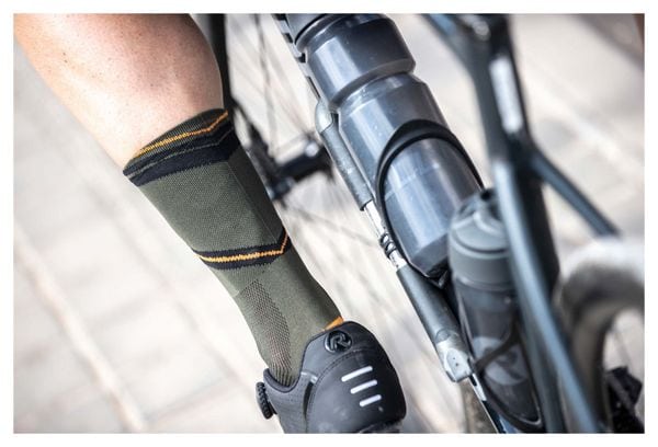 Chaussettes Velo Rogelli Buzz - Homme - Vert militaire/Orange