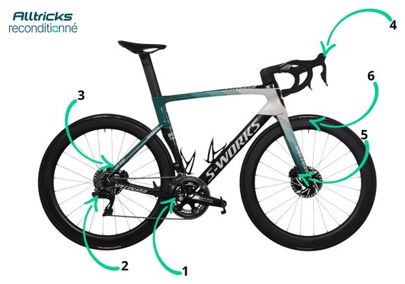 Producto renovado - Specialized S-Works Venge Shimano Dura-Ace Di2 11V Blanco Verde 2020 Bicicleta de carretera