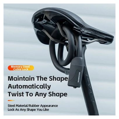 Cadenas de vélo multifonction  câble en acier spiralé  sécurité antivol - noir
