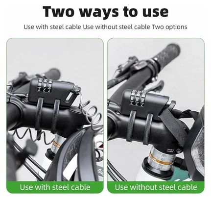 Cadenas à câble pour casque    poussette et bagages - noir