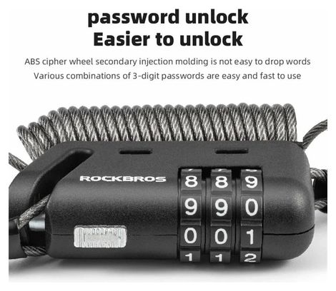 Cadenas à câble pour casque    poussette et bagages - noir