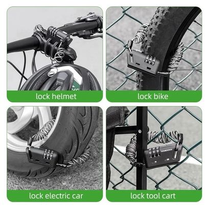 Cadenas à câble pour casque    poussette et bagages - noir