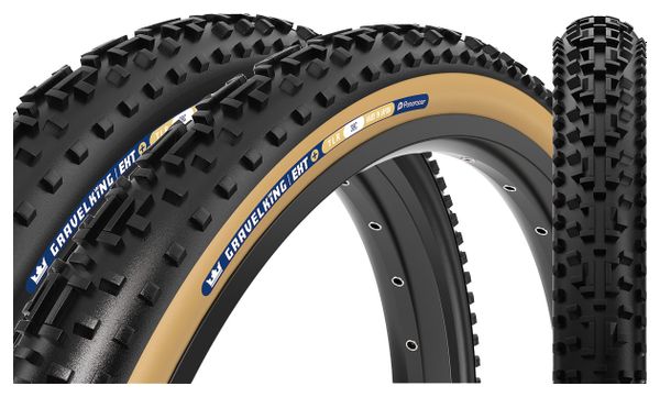 Pneu Gravel Panaracer GravelKing EXT+ 700 mm Tubeless Ready Souple ZSG Gravel Compound BeadLock TuffTex+ Noir Flancs Beiges