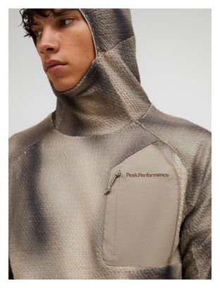 Peak Performance Freelight AOP Polartec Alpha fleece met capuchon, beige/grijs, heren