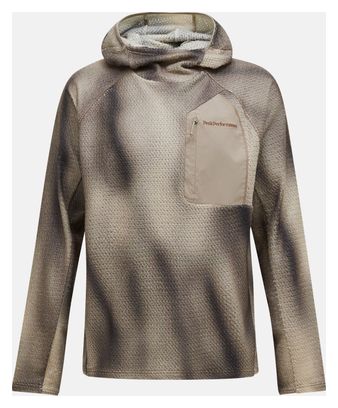Peak Performance Freelight AOP Polartec Alpha fleece met capuchon, beige/grijs, heren