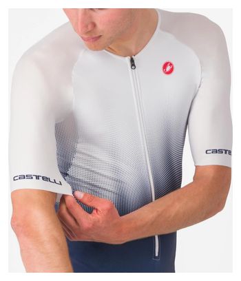 Combinaison Trifonction Castelli Core Tri Top Free Speed 3 Homme MC Bleu Blanc