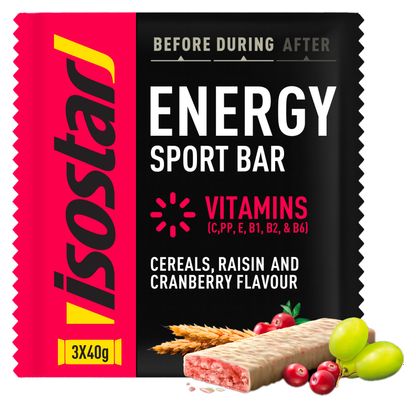 ISOSTAR Energy Riegel HIGH ENERGY CRANBERRY 3x40g