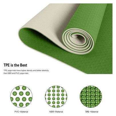 Tapis de Yoga Tapis de Sport Tapis Fitness avec Un Sangle 183 x 61 x 0 6 cm Vert gris