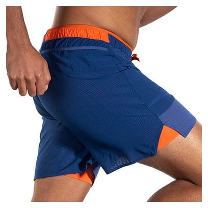 Pantalón corto Brooks High Point 7' 2 en 1 Azul Naranja Hombre